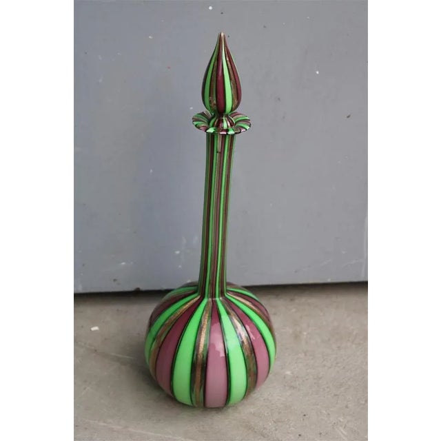 Gold Green, Gold & Purple Glass Bottle, Italy, 1960s For Sale - Image 8 of 8