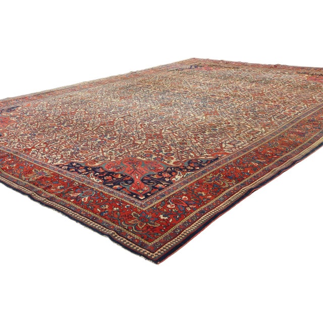 74980 Late 19th Century Antique Persian Farahan Rug, 08'08 x 11'04. This hand-knotted wool Late 19th Century antique...
