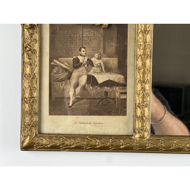 Glass Exceptional Antique Louis XV Style Three Panel Mirror Flanked by Images of Napoleon For Sale - Image 7 of 8