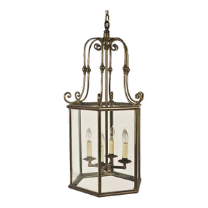 Regency Style Brass Glass Lantern, Circa 1900