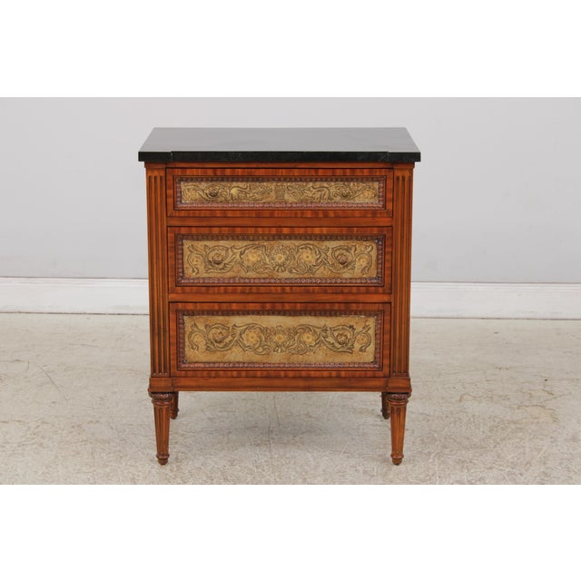 Maitland - Smith Pair Maitland Smith Marble Top Neoclassical Commode Chests For Sale - Image 4 of 18