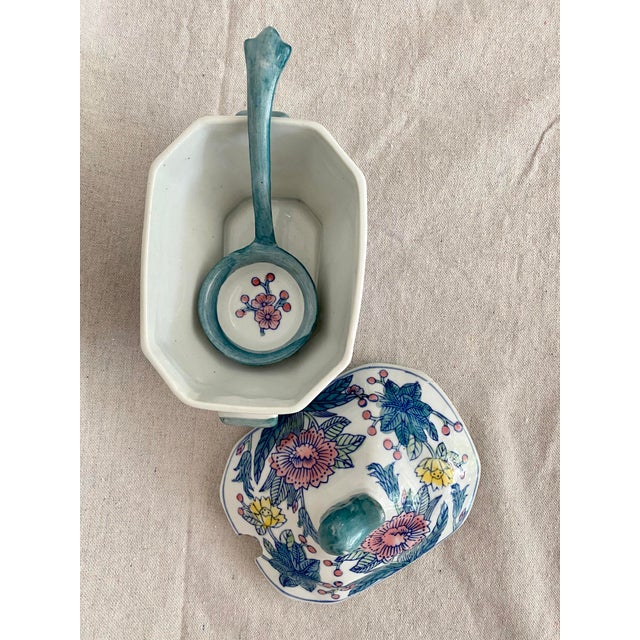 Vintage Ceramic Floral Gravy Boat With Lid and Ladle Chairish