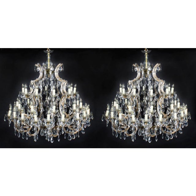 Antique English 41 Light Ballroom Crystal Chandeliers, 1920s, Set of 2 For Sale - Image 14 of 15