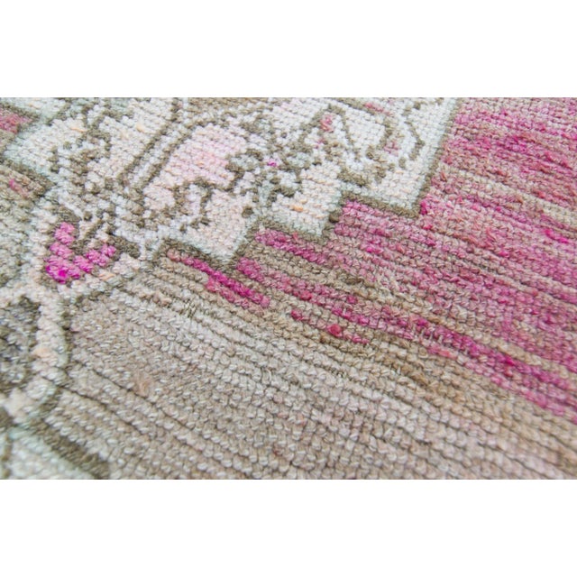 1980s Vintage Kurdish Pastel Medallion Wool Pile Hand-Knotted Runner For Sale - Image 4 of 11