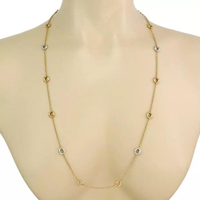 Roberto Coin 18k Two Tone Gold "O" Motifs & Chain Necklace 35" Long For Sale - Image 4 of 6