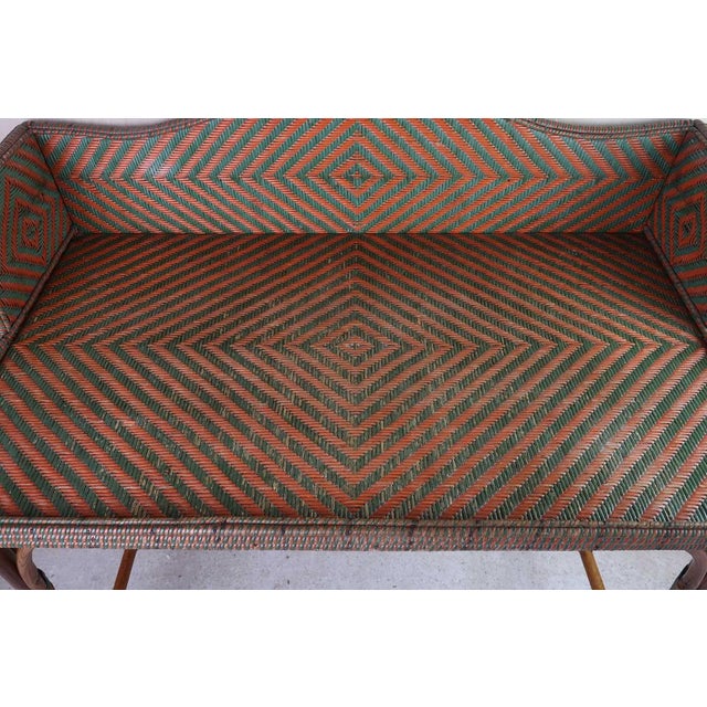 Vintage Art Deco French Painted Rattan and Bentwood Console Table, 1930s For Sale - Image 6 of 8