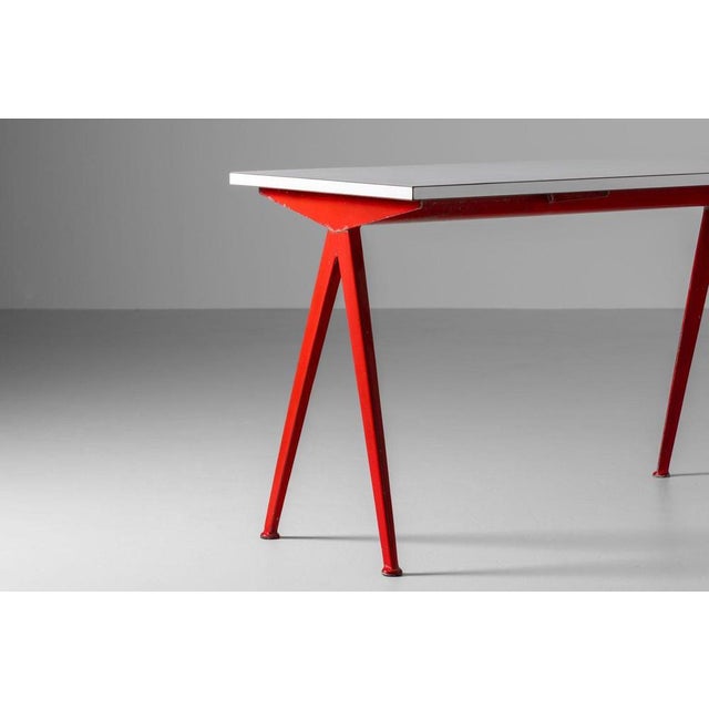 Metal 512 Compass Table Red by Jean Prouvé, France, 1953 For Sale - Image 7 of 18
