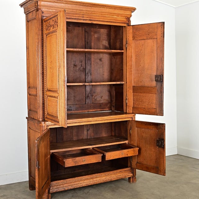 Brown French 18th Century Carved Oak Buffet à Deux Corps For Sale - Image 8 of 10