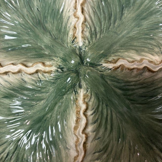 Mid-Century Modern Vintage Fitz and Floyd Classics 4-Part Green Cabbage Leaf Platter/Tray For Sale - Image 3 of 4