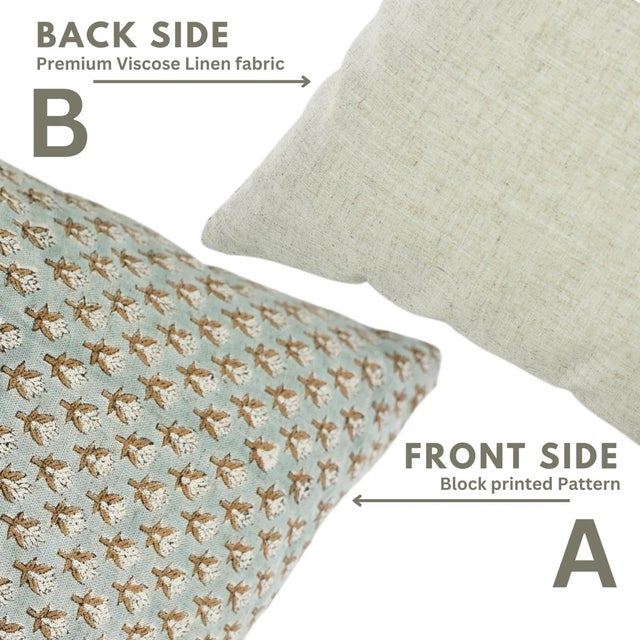 Fabdivine Artisan Block Print Throw Pillow Cover 14x36 Inch Viscose Linen-Mogra For Sale - Image 4 of 5