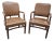 Pair of Mid 20th Century Gunlocke Georgian Style Mahogany and Vinyl Armchairs For Sale