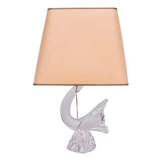 Crystal Glass Bird Table Lamp from Daum, France, 1960s For Sale