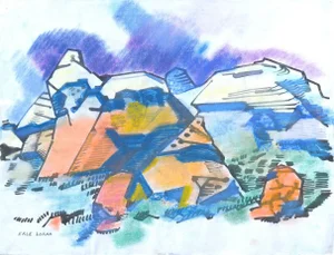 1960s "Wyoming Abstract #4" Abstract Landscape Painting by Erle Loran