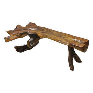 Vintage Mid Century Modern Organic Driftwood Sculptural Bench Coffee Table For Sale