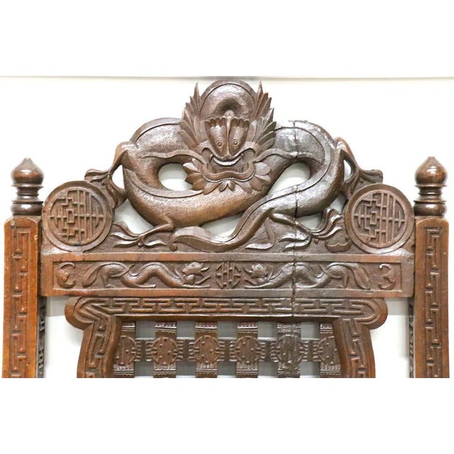 Pair of Antique Heavily Hand Carved Wooden Armchairs For Sale - Image 10 of 15