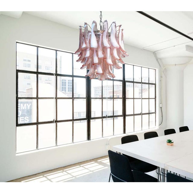 Italian Pink Petal Chandeliers in Murano, Set of 2 For Sale - Image 12 of 17