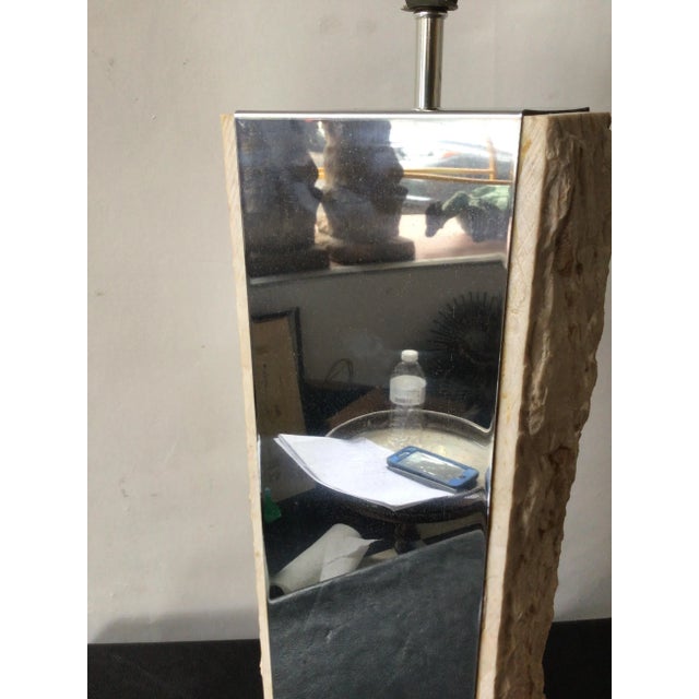 1970s White Marble and Chrome Table Lamp For Sale - Image 10 of 11