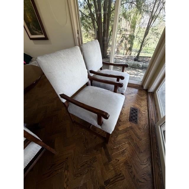 Beautiful Traditional Oak Parquet Dining Room Table and Chairs With 2 Exenstions For Sale - Image 16 of 17