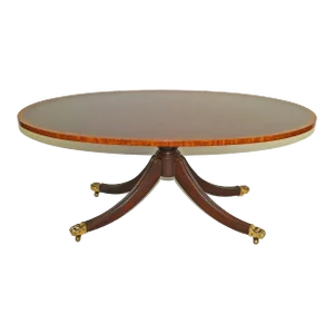 Georgian Style Mahogany Pedestal Oval Coffee Table by Council