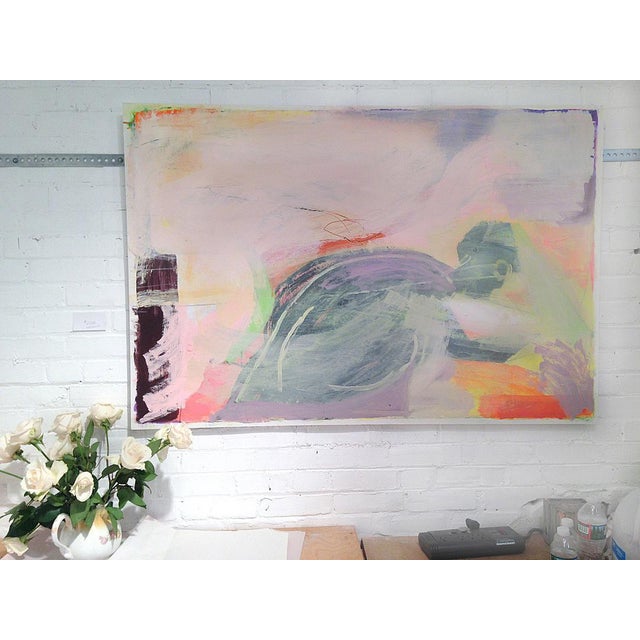 Elegantly Framed Contemporary Abstract Painting Layered Color