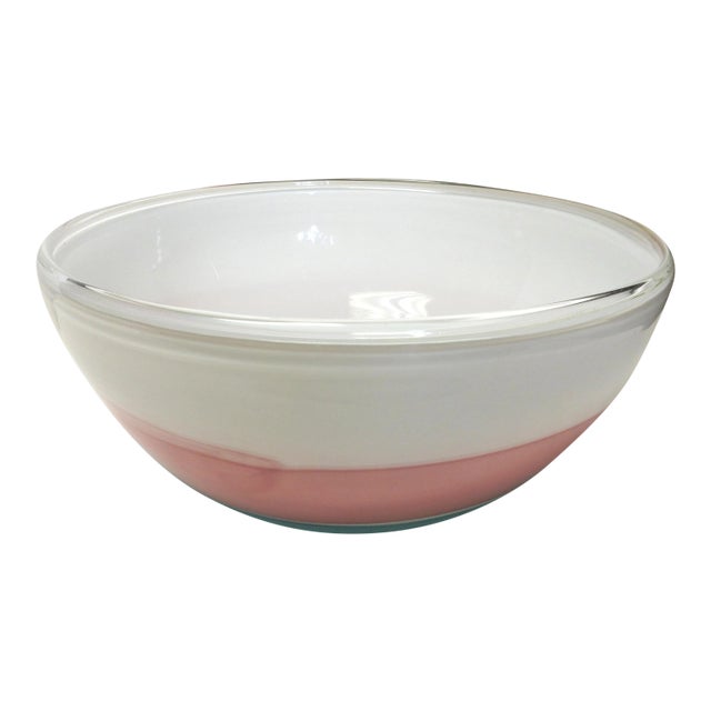 Oggetti Handblown Murano Glass Bowl Pink Blue For Sale