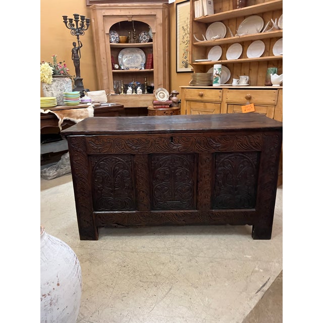 Late 1700’s Oak English Dowry Chest For Sale - Image 4 of 12