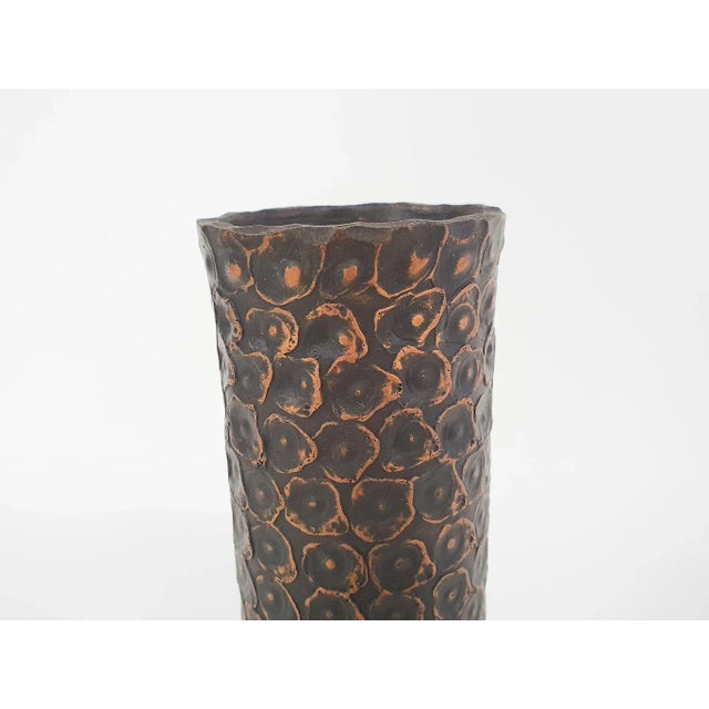 1960s Heavy Bronze Vase with Copper Details For Sale - Image 5 of 10