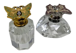 Regency Vintage Crystal Perfume Bottles With Glass Applicators - Set of Two