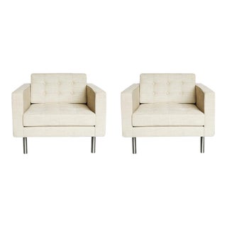 Cream Linen Abc Home Lounge Chairs - A Pair For Sale