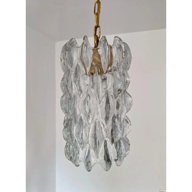 Ice Glass Pendant Light by J. T. Kalmar, Austria, 1960s For Sale - Image 10 of 12