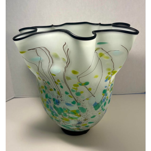 Eric Bladholm Signed Limited Edition Studio Art Glass Vase – 2017 – #7/17 – Hand Blown Contemporary Art Glass – 13” x 13”...