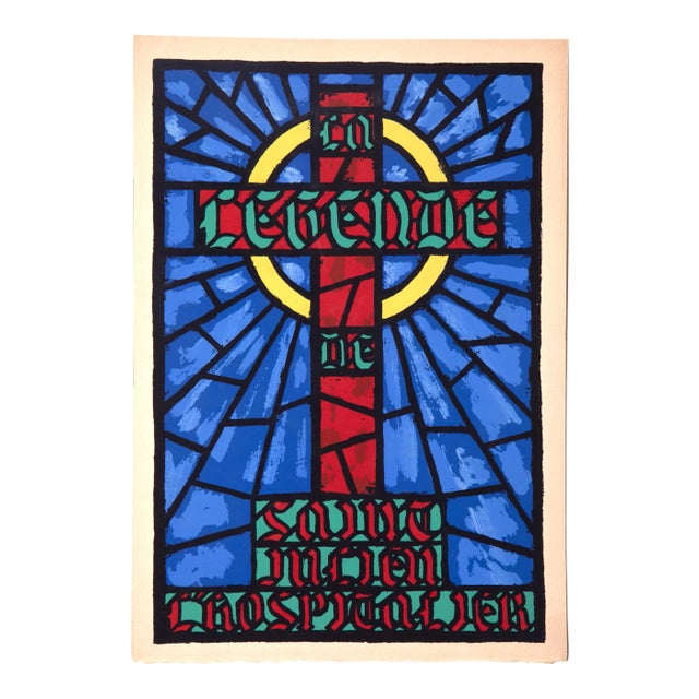 Charles Dubin, The Cross, Study for A Glass, Tempera, Early 20th Century For Sale