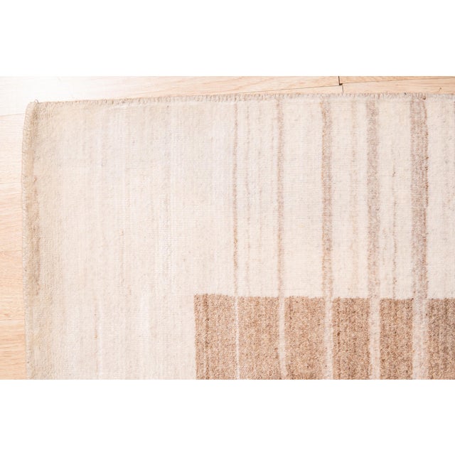 12x15 Rhea Quinn Brown Geometric Modern Handmade Wool & Viscose Carpet Rug For Sale - Image 4 of 5