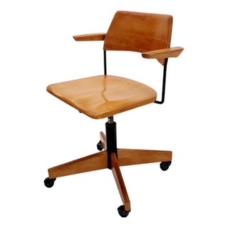 Bauhaus Style Swivel Office Armchair in Wood from Stollgiroflex, 1960s For Sale