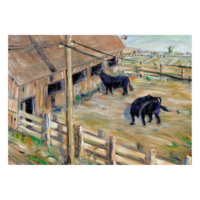 Grazing cows on the California Big Sur coast, a farm landscape by J.W Ford (American, 20th Century). Signed "J.W Ford"...
