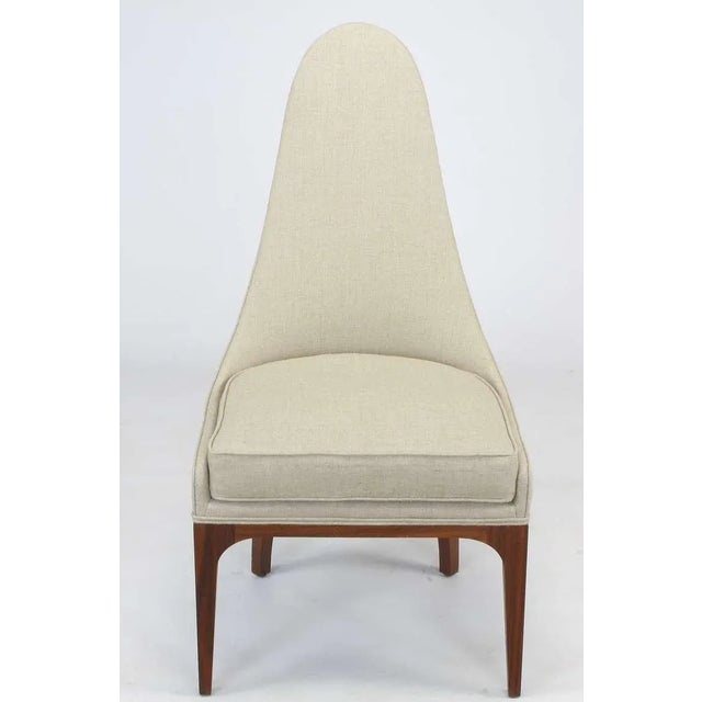 1960s Set Four Rosewood & Linen Spoon-Back Dining Chairs For Sale - Image 4 of 11