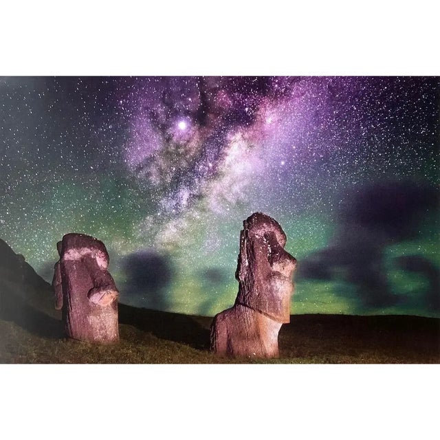 Photorealism Moai Statues, Rano Raraku Under Night Skies Photograph by Marc Shields, Easter Island 21st C. For Sale - Image 3 of 6