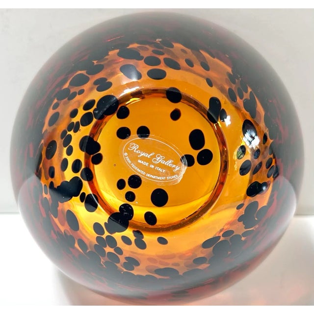 Glass Italian Tortoiseshell Crystal Bowl – Amber Art Glass Catchall Dish For Sale - Image 7 of 7