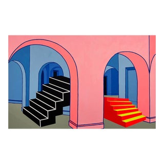 2022 "Untitled (Double Staircase)" Contemporary Architectural Abstract Painting by Chris Cascio For Sale