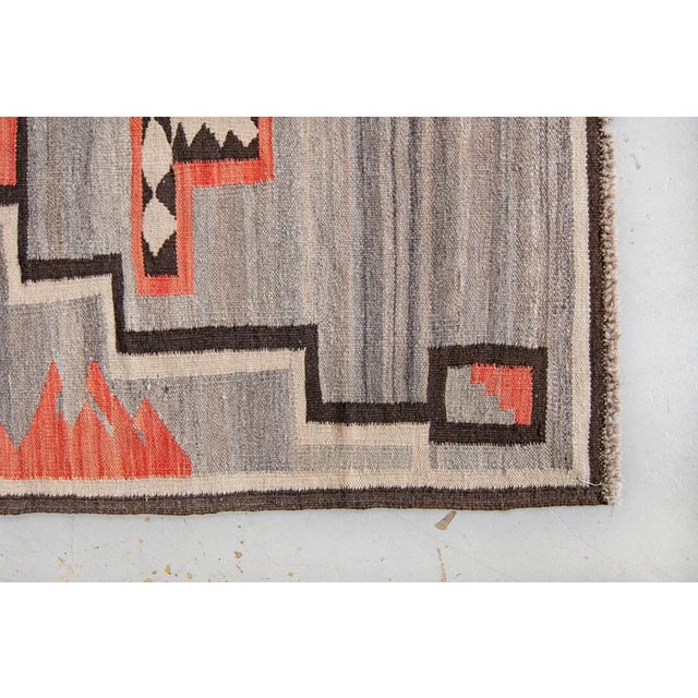 Contemporary Navajo Design Kilim Geometric Salmon Gray Low Pile Handwoven Wool Rug - 4’8” X 6’2” For Sale In Los Angeles - Image 6 of 10