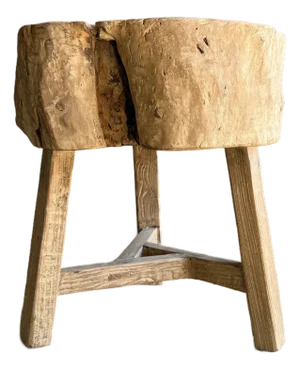 Vintage Elm Wood Chop Block Table #O94