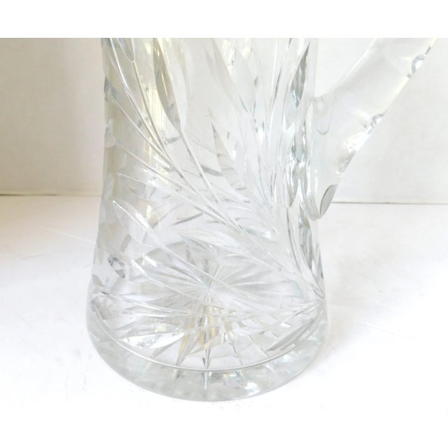 Heavy Brilliant Cut Crystal Vintage Pitcher, Floral & Leaf Design, Water, Wine, Cocktails, Drinks For Sale - Image 4 of 11