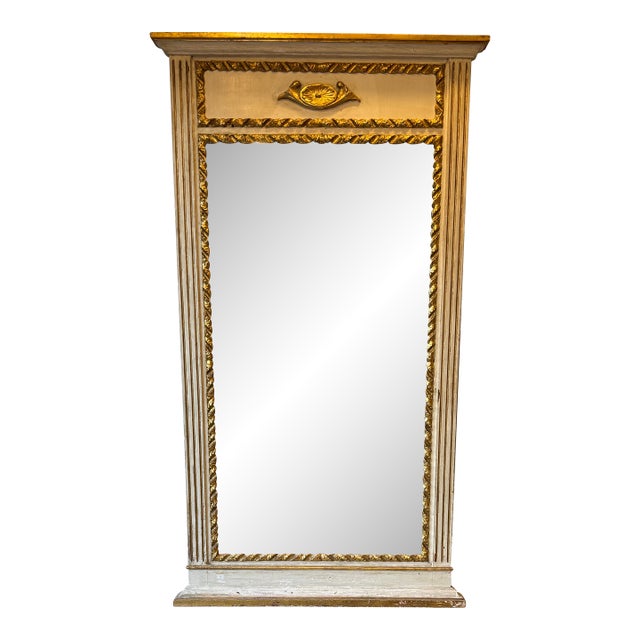 Mid 20th Century French Antique Marble Table Top and Mirror For Sale