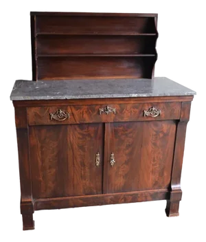 Antique Empire Mahogany Folding Buffet with Marble Top