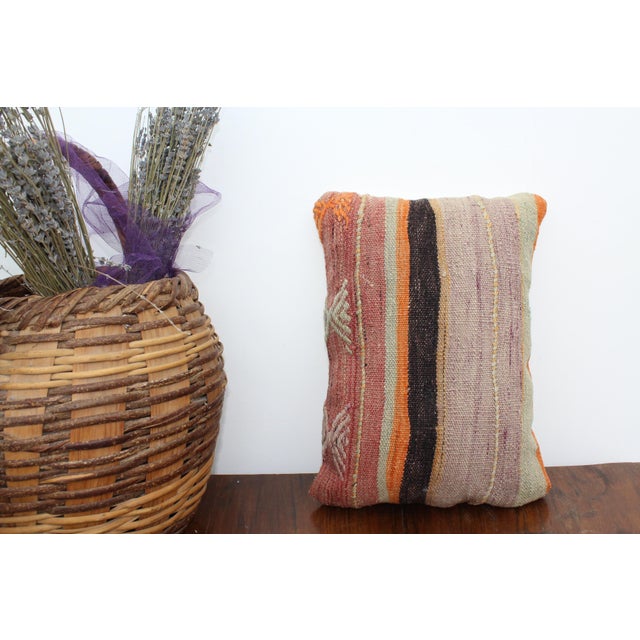 Beige Turkish Kilim Decorative Pillow Cover - 13"x18.5" For Sale - Image 8 of 10