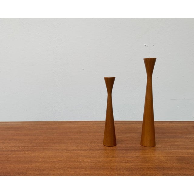 Vintage Danish Teak Candleholders, Set of 2 For Sale - Image 10 of 18