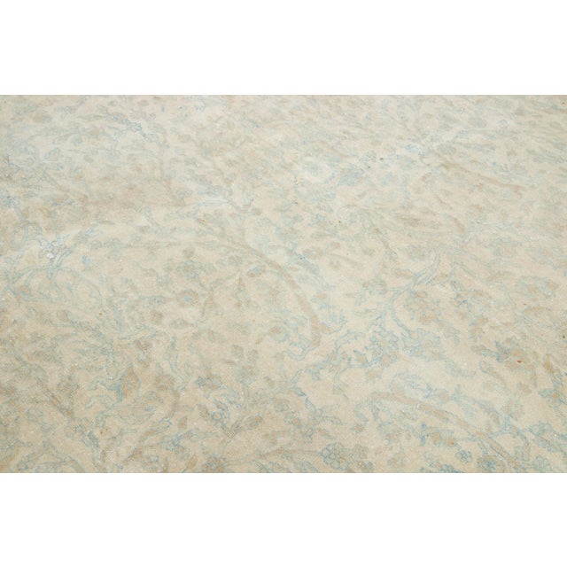 Textile 1910s Oversized Antique Indian Agra Wool Rug Handmade With Floral Pattern For Sale - Image 7 of 9