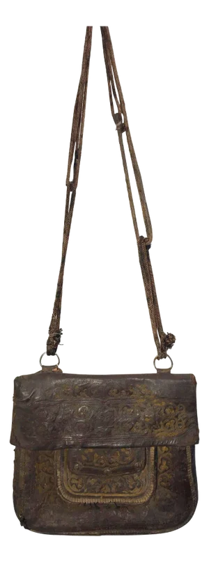 African Hand Tooled Leather Tribal Shoulder Bag