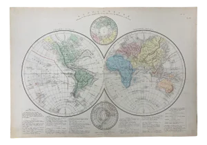 World Map in Colors Printed from Drioux & Leroy, 1884