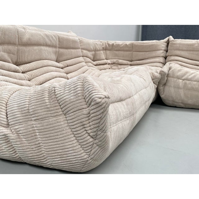 Ligne Roset French Togo Living Room Set in Beige Cord by Michel Ducaroy for Ligne Roset, Set of 3 For Sale - Image 4 of 13